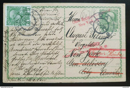 Österreich 1912, Ausland Postkarte MiF HAIDA Nach New York "Zurück" Selten!! - Storia Postale