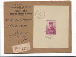 MONACO XX022 / Block 1 Auf Brief 1938, Ortseinschreiben - Storia Postale