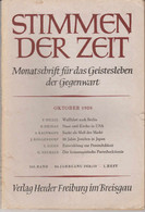 Stimmen Der Zeit. 84. Jahrgang, Oktober 1958. Monatsschrift Für Das Geistesleben Der Gegenwart. - Sonstige & Ohne Zuordnung