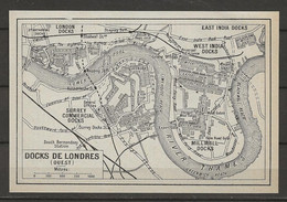 CARTE PLAN LONDRES MAP LONDON 1957 - WEST LONDON DOCKS - WEST AND EAST INDIA DOCKS - MILLWALL DOCKS - Cartes Topographiques