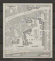 CARTE PLAN LONDRES MAP LONDON 1957 - THE TEMPLE - Cartes Topographiques