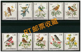 San Marino 1972 Song Birds Nature Flowers Plants Bird Flora Plant Fauna Songbirds Sparrows Stamps MNH Scott 777-786 - Moineaux