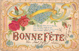 Bonne Fete - Poème - Carte Fleurie En Relief - Dos Non Divisé - Oblitéré En Mars 1906 - Altri & Non Classificati
