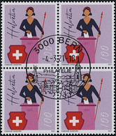 Suisse - 2021 - Frauenstimmrecht - Viererblock - Ersttag Stempel ET - Usati