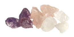 Edelstein Wasser Basis-Set: 250g Rosenquarz, Bergkristall, Amethyst - Other & Unclassified
