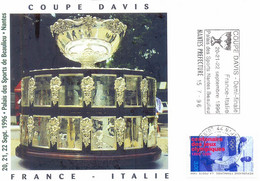 Carte Postale Demi-finale De Coupe Davis 1996, France-Italie à Nantes Avec Timbre YT 3016 - Nantes