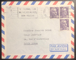 Martinique Lettre 1953 Marianne De Gandon 5 FR X3 Violet Pour Paris TTB - Covers & Documents