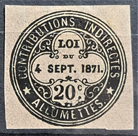 FRANCE 1871 - MLH - YT 9 - Contributions Allumettes 20c - Steuermarken