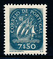 Portugal - 1948/1949 - Caravel / Ancient Sailing Vessel - 7$50 - MNH - Nuovi
