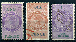 NZ 1871 - Three Duty Stamps - Postal Fiscal Stamps