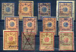 AUSTRIA 1910 - 12 Revenue Stamps 2h-50 Kr - Fiscales