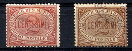 SAN MARINO 1894 - Yv.26 (Mi.26, Sc.3) Strongly Distinct Shades (MH-used) VF - Usati