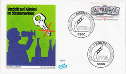 Germany Deutschland 1982 FDC Kein Alkohol Im Strassenverkehr, Verzicht Auf, No Alcohol On The Roads, Canceled In Bonn - 1981-1990