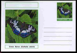 Chartonia (Fantasy) Butterflies - Green Baron (Euthalia Adonia Pinwilli) Postal Stationery Card Unused And Fine - Papillons