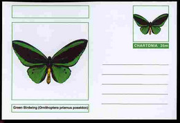 Chartonia (Fantasy) Butterflies - Green Birdwing (Ornithoptera Priamus Poseidon) Postal Stationery Card Unused And Fine - Papillons