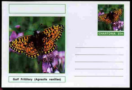 Chartonia (Fantasy) Butterflies - Gulf Fritillary (Agraulis Vanillae) Postal Stationery Card Unused And Fine - Papillons