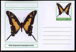 Chartonia (Fantasy) Butterflies - White Dragontail (Lamproptera Curius) Postal Stationery Card Unused And Fine - Papillons