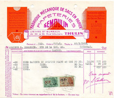 Facture Papeterie Semoulin Thulin 1953 (01) - Imprenta & Papelería