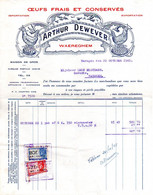 Factuur Oeufs Frais Et Conserves Kip Dewever Waregem 1945 - Alimentare