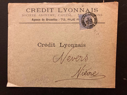 LETTRE TP 25c Perforé CL OBL.6 NOVE 1898 BRUXELLES + CREDIT LYONNAIS BANQUE - 1863-09