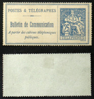 TELEPHONE N° 16 25c Bleu/chamois NEUF NSG TB Cote 100€ - Telegraphie Und Telefon