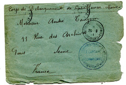 Env Du Corps De  Débarquement Au MAROC Avec Dateur Trésor Et Postes Aux Armées CASABLANCA Du 20/09/1911? - Briefe U. Dokumente