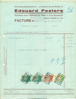 Oude Factuur Edouard Peeters - Ets Lithographique  - Tabac Et Bonneterie : 1949 - Textile & Clothing