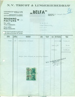 Oude Factuur NV Tricot & Lingeriebedrijf Belfa Te Neerpelt : 1949 - Textilos & Vestidos