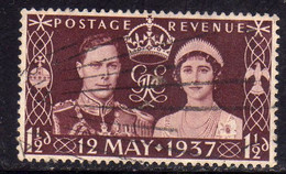 GREAT BRITAIN GRAN BRETAGNA 1937 CORONATION OF KING GEORGE VI AND ELIZABETH 1 1/2p USATO USED OBLITERE' - Gebraucht