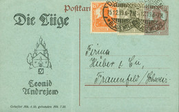 DR Infla Privat Ganzsache 1919 Reklame Heinrich Minden Verlag Dresden Blasewitz - Firma Huber & Cie Frauenfeld Schweiz - Postwaardestukken