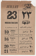 OTTOMAN  CALENDAR PAGE ,FIVE LANGUAGES - Petit Format : 1921-40