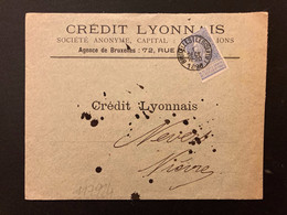 LETTRE TP 25c Perforé CL OBL.1 DECE 1898 BRUXELLES + CREDIT LYONNAIS BANQUE - 1863-09