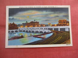 Genesee River Showing The Aqueduct At Night.  . Rochester   New York >    Ref 5379 - Rochester