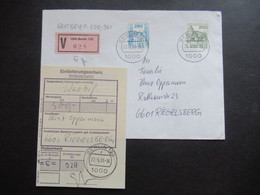 Berlin 1983 Freimarken BuS Nr.540 Und 676 Wertbrief über 500 DM V Zettel 1000 Berlin 120 Mit Einlieferungsschein!! - Covers & Documents