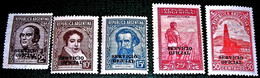 Argentina,1938/56, Overprinted SERVICIO OFFICIAL ( MNH). Michel # 32,38,39,43,45. - Unused Stamps