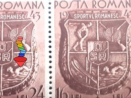 Errors Stamps Romania  1943  # Mi 776 Printed With A Point On The Swimmers Arm , Sports Day - Errors, Freaks & Oddities (EFO)