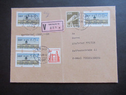 Berlin 1989 ATM Nr.1 Verschiedene Wertstufen MiF Mit BRD Marken Wertbrief über 500 DM V-Zettel 1000 Berlin 15 - Briefe U. Dokumente