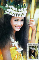 ► POLYNESIE FRANCAISE  Carte Maximum Papeete 1990 Polynésienne De Tahiti Woman Vahiné  - 28 F Ua Fou - Maximumkaarten