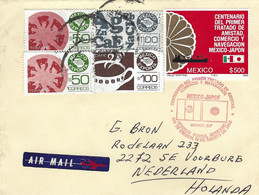 Mexico 1988 Japan Cooperation Flag Shipping Exporta Minerals Silver Zinc Coffee Tomato FDC Cover - Enveloppes