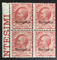 1912 - Italia Regno - Isole Dell' Egeo - Stampalia  10 Cent. - Quartina  - Nuovi - Egeo (Stampalia)