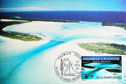 ►  Carte Maximum Premier Jour FDC Nouméa 1991  36F RF Série Paysages 2/2 - Baie De Fayawa Ouvea - Maximumkaarten