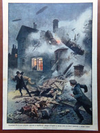 Retrocopertina Domenica Corriere Nr. 5 Del 1915 WW1 Dirigibili Bombe Inghilterra - Guerre 1914-18