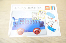 LEGO - Paper Guarantee Card For Motor 4.5V Type I 12 X 4 X 3 1/3 (3364-Ty), - Original Vintage Lego - - Cataloghi