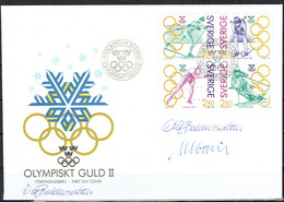 Delcampe - Martin Mörck. Sweden 1992.  Swedish Gold Medal Winners By Olympic Games. Michel 1705-1708. FDC. Signed. - FDC