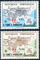 S Tomé E Príncipe - 1954 - Presidential Visit - Route Of President's Tour - Map - MNH - St. Thomas & Prince