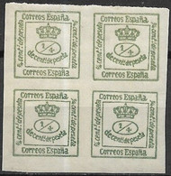 SPAIN 1872 Numeral - 1/4 C - Green MNG - Blocs & Hojas