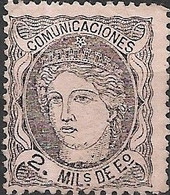 SPAIN 1870 Queen Isabella - 2m - Black On Buff MNG - Nuevos