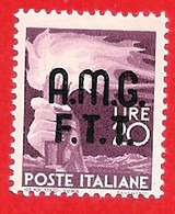 1947/48 (13) Serie Democratica Sovrastampati Su Due Righe Lire 20 - Nuovo MNH - Mint/hinged
