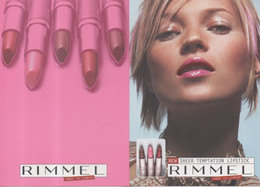 Carte Publicitaire Double Pour Le Lancement New Sheer Temptation Lipstick Rimmel Rouge à Lèvres - Publicidad (gacetas)