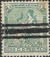 SPAIN 1873 Allegorical Figure Of Peace - 10c - Green FU - Gebraucht